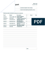 Part # Model Description # Price Ext: Parts List