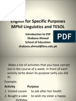 English For Specific Purposes Mphil Linguistics and Tesol
