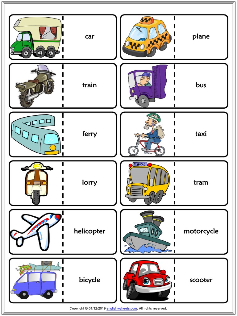 Means Of Transport Vocabulary Worksheet