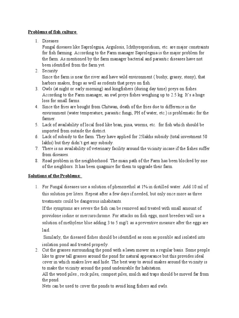 Problems of Fish Culture PDF Water Wellness