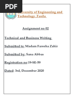 University of Engineering and Technology, Taxila: Assignment No 02