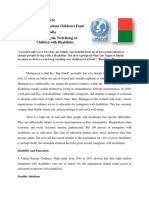 Country: Madagascar Committee: United Nations Children's Fund Delegate: Reni Nabella Topic: Ensuring The Well-Being of Children With Disabilities