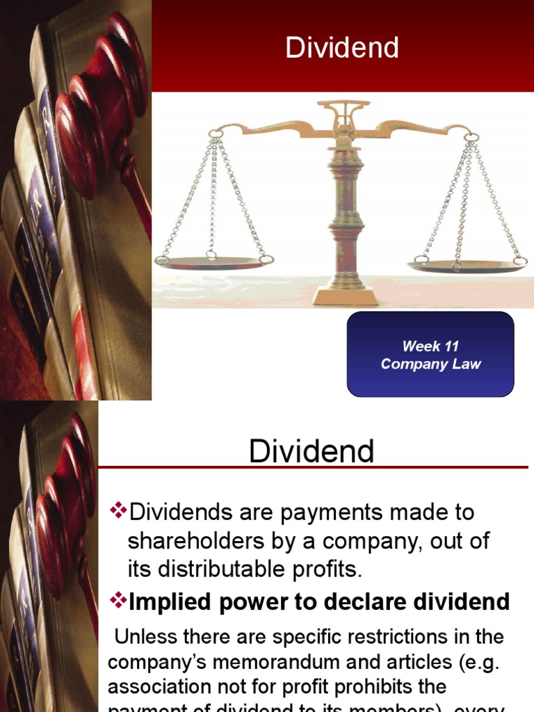 Dividend: Week 11 Company Law | PDF | Dividend | Private Law