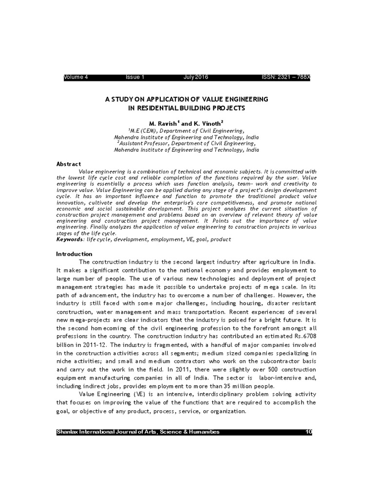 A Study On Application of Value Engineering | PDF | Product Lifecycle ...