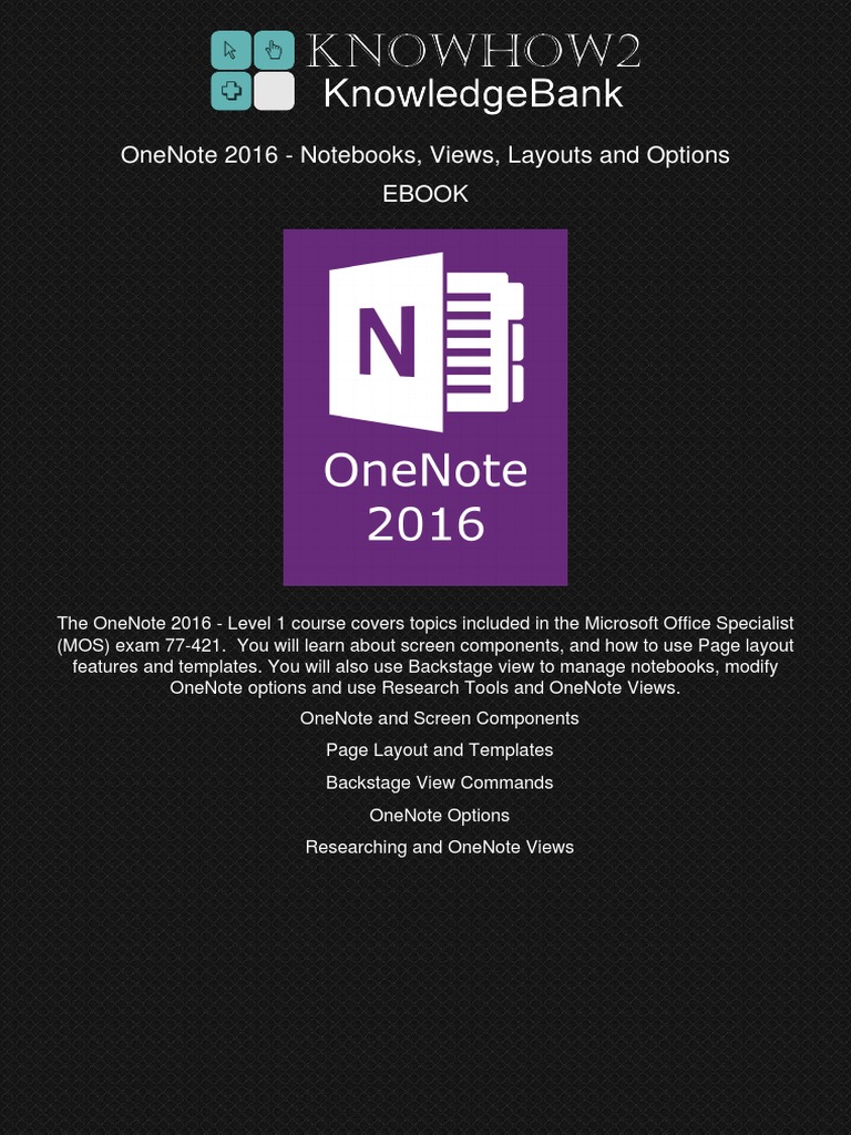 OneNote 2016: Layouts and Features Guide | PDF | Page Layout | Cursor ...