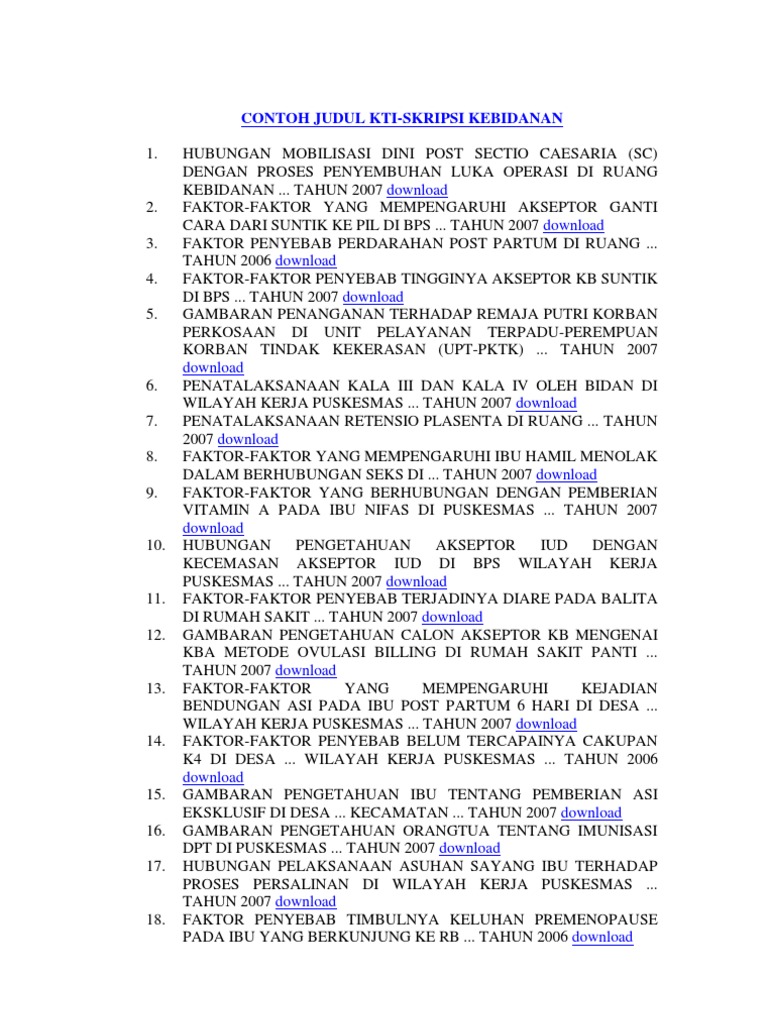 Contoh Judul Ktiskripsi Kebidanan