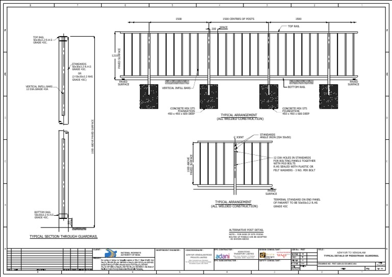 Pedestrian Guardrail Detail Drawing | PDF | Building Materials | Civil ...