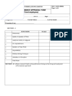 Yearly Performance Appraisal Form (For Staff Level Employees)