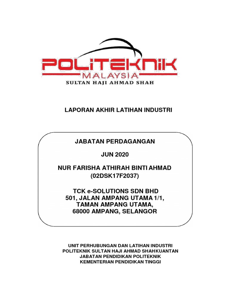 Laporan Akhir Latihan Industri Pdf