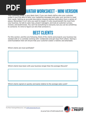 TSP Mini Customer Avatar Worksheet