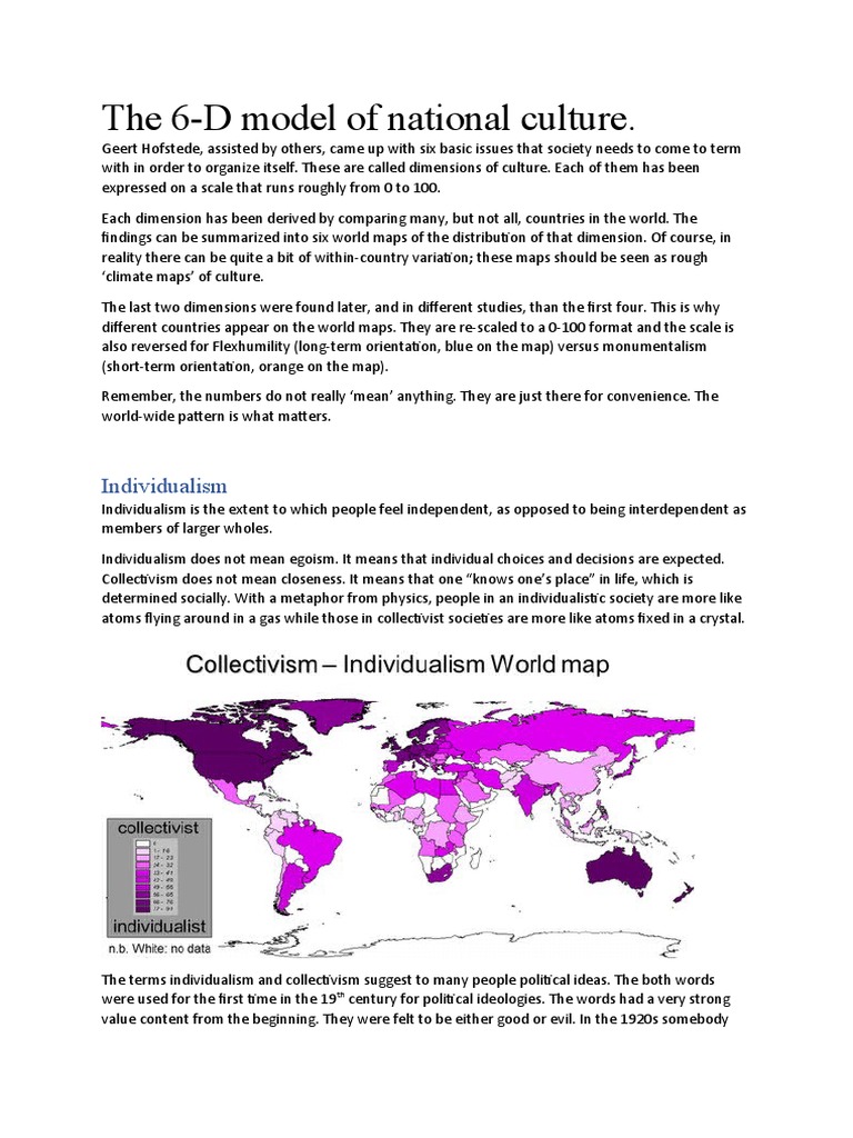 The 6-D Model of National Culture | PDF | Collectivism | Individualism