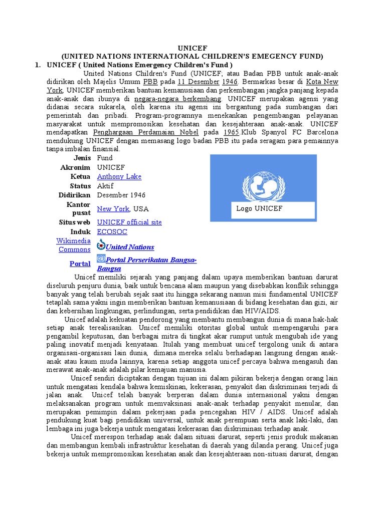 Peran UNICEF dalam Kesejahteraan Anak | PDF | Kesehatan Holistik