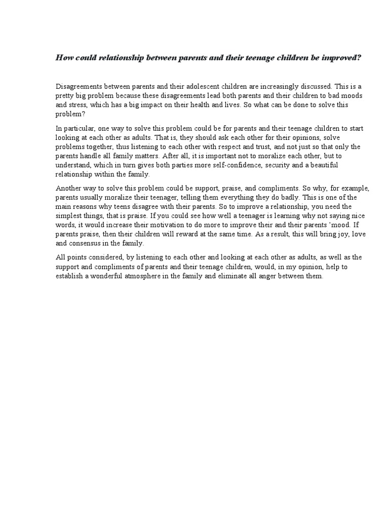 Disagreements Between Parents and Their Adolescent Children Are ...