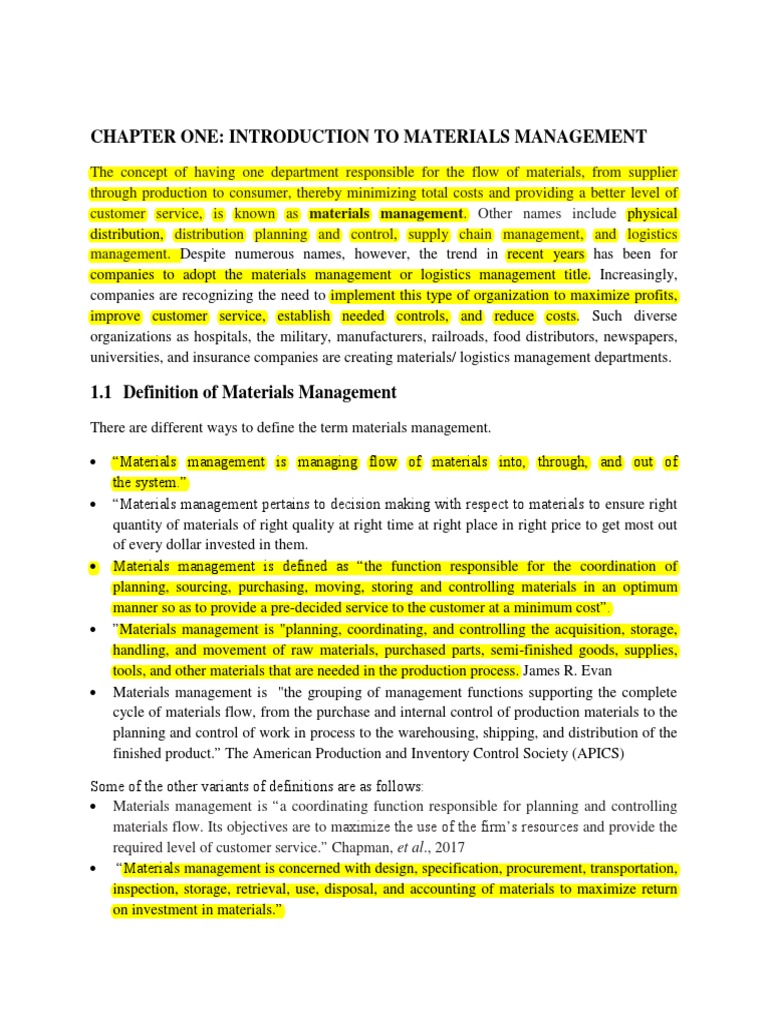 Introduction to Materials Management | PDF | Inventory | Logistics