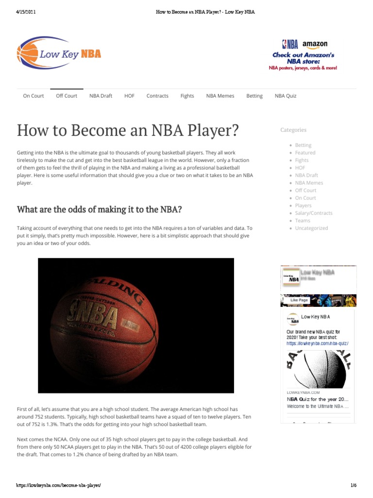 How To Become An NBA Player - Low Key NBA | PDF | Team Sports ...