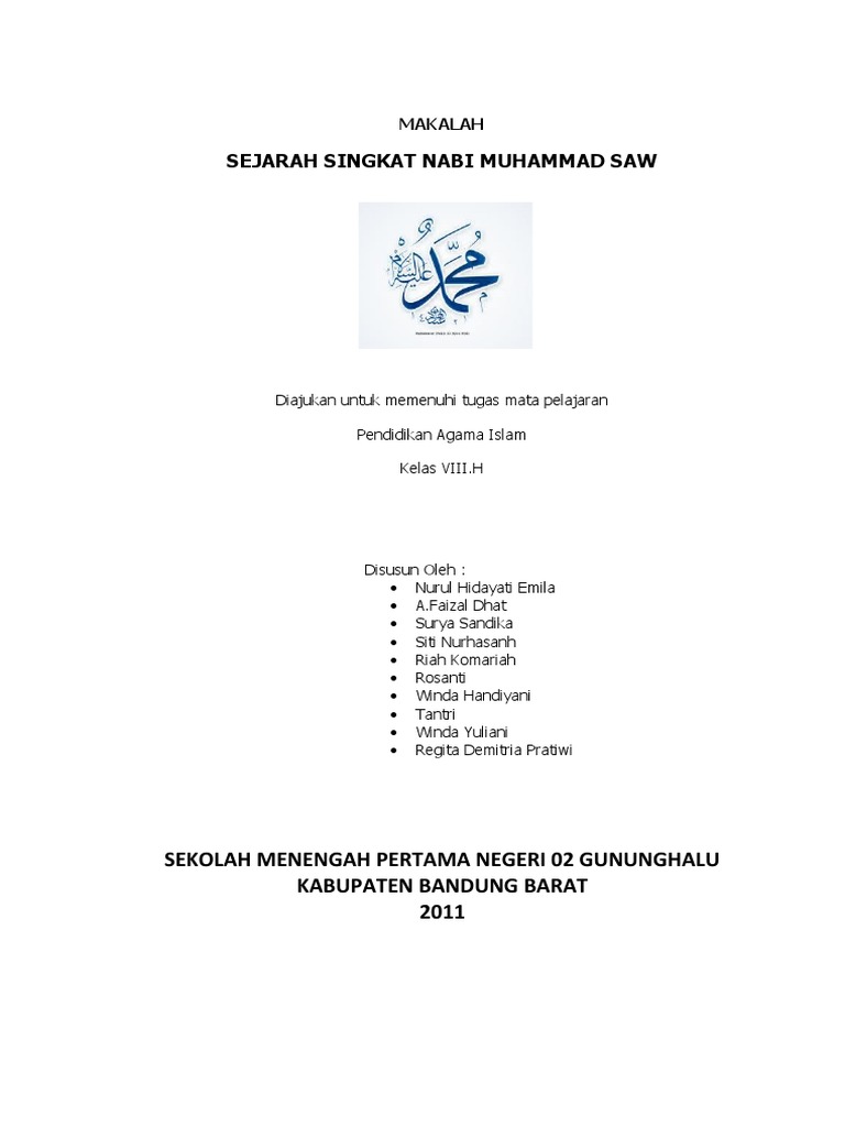 Makalah Sejarah Singkat Nabi Muhammad Saw