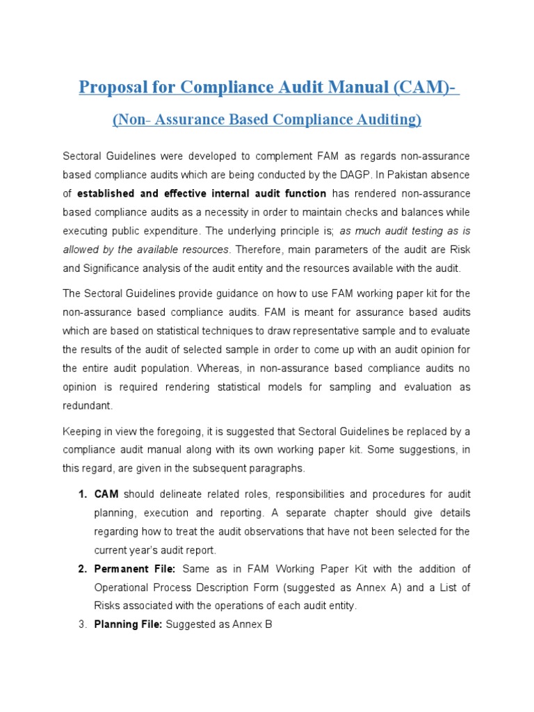 Compliance Audit Manual Proposal | PDF | Auditor's Report | Audit