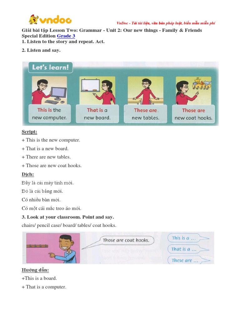 Giai Bai Tap Family and Friends Lop 3 Unit 2 Lesson Two | PDF