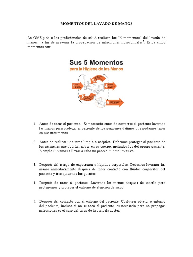 5 Momentos Clave del Lavado de Manos | PDF