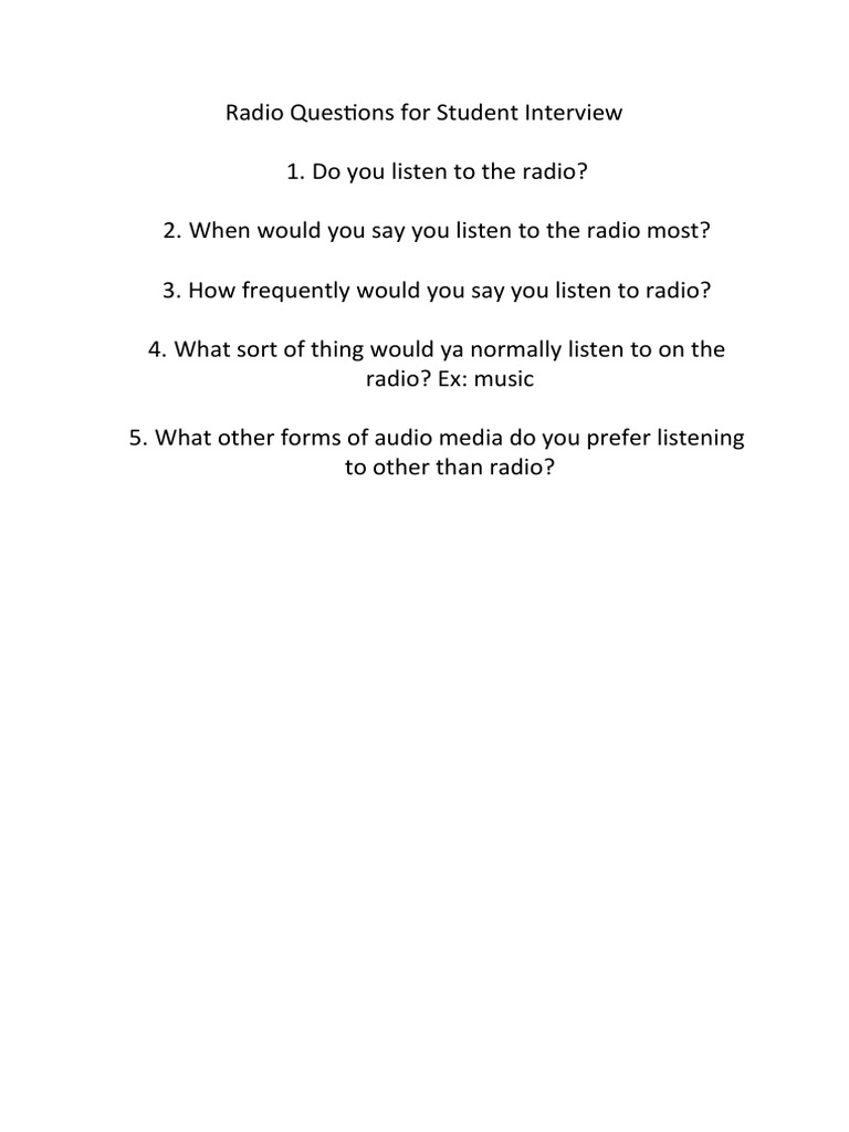 Radio Questions For Student Interview PDF