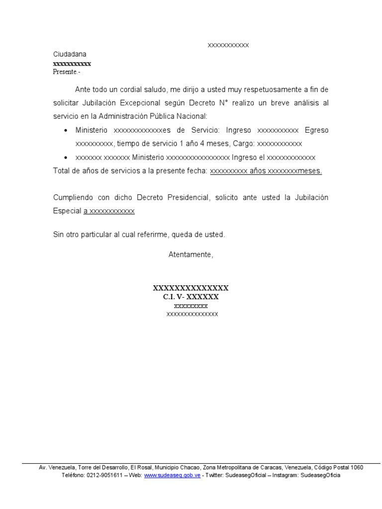 Carta Solicitud Jubilacion PDF