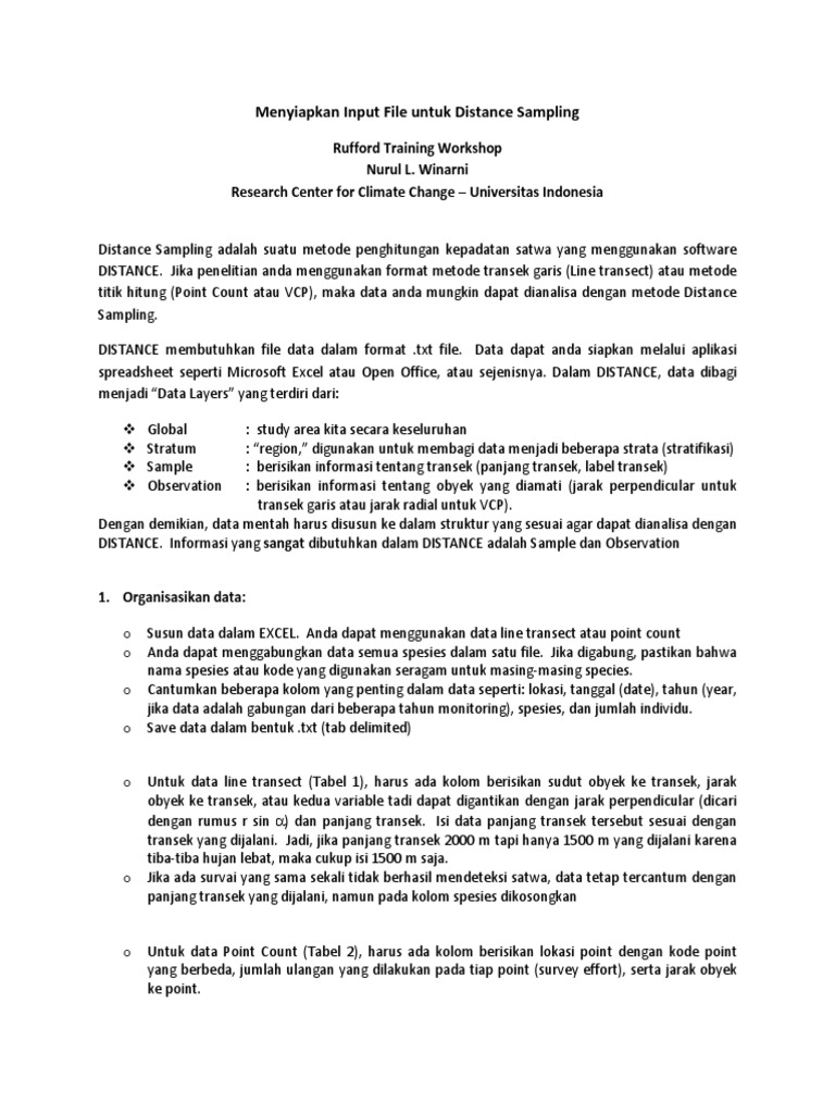 Panduan Siapkan File untuk Distance Sampling | PDF