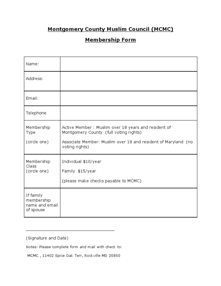 MCMC Membership Form for Muslims | PDF