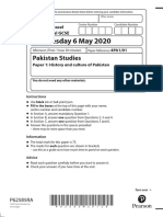 Wednesday 6 May 2020: Pakistan Studies