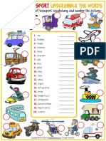 Means of Transport Vocabulary Esl Unscramble The Words Worksheet For Kids