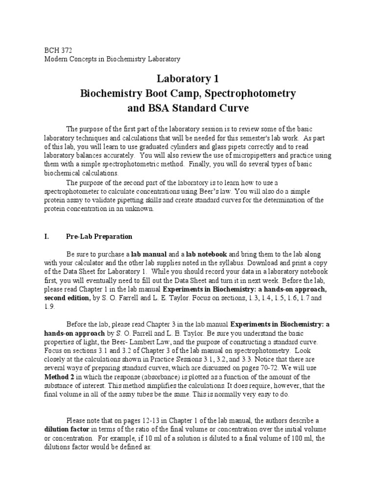 Pipette Techniques and Standard Curves | PDF | Spectrophotometry ...