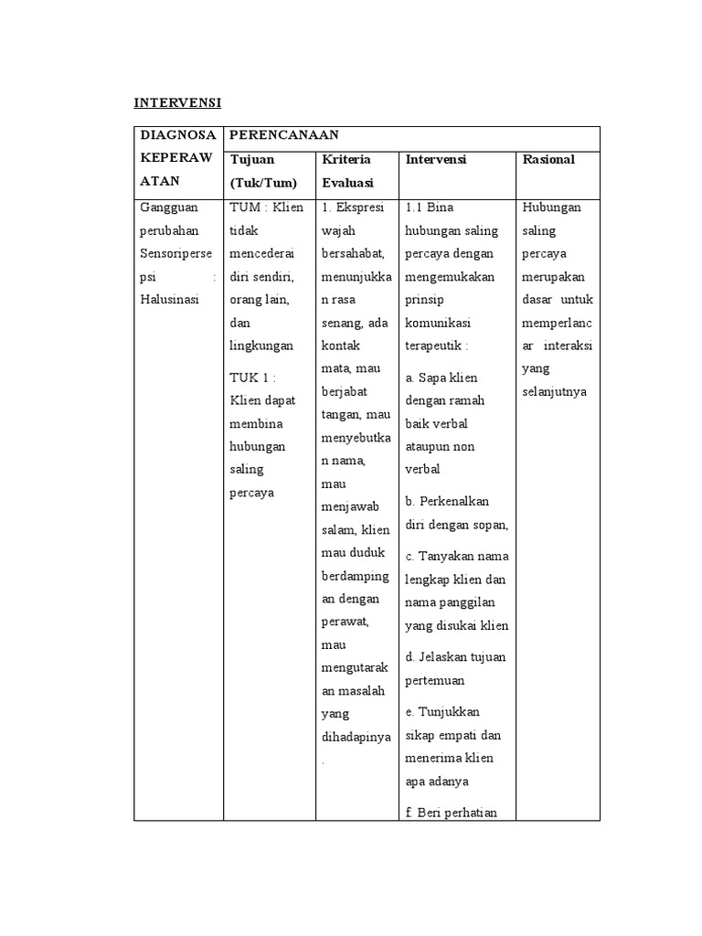Intervensi Halusinasi | PDF