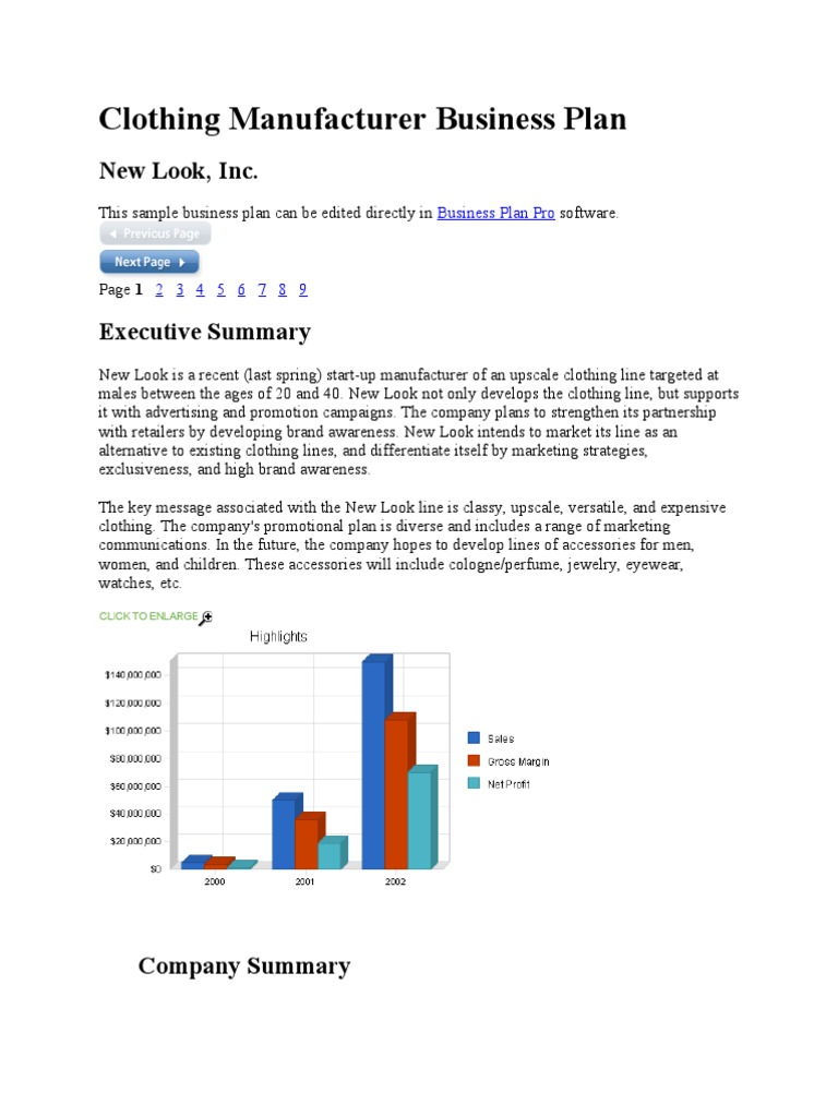 Clothing Business Plan | Retail | Revenue