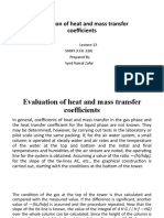 Lecture 13 (Evaluation of Heat and Mass Transfer Coefficients)