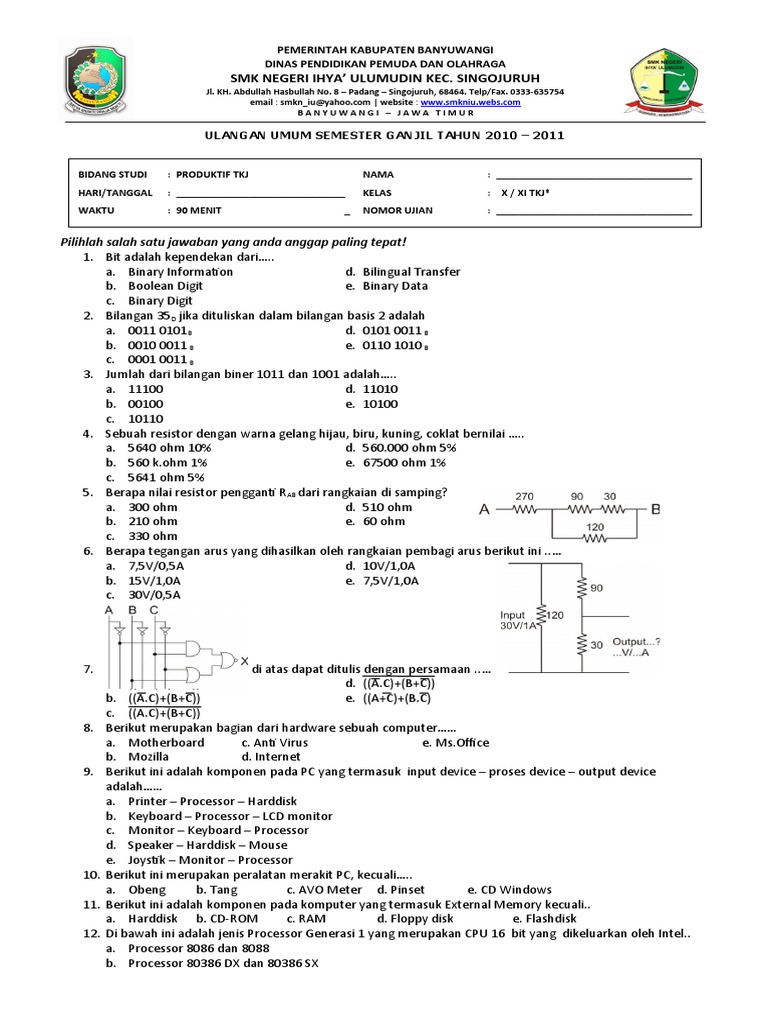 Soal essay produktif tkj kelas x 02 image