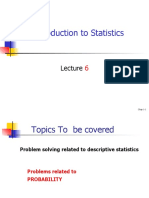 Introduction to Statistics Lecture 6: Probability Concepts