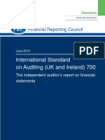 International Standard On Auditing (UK and Ireland) 700: Financial Reporting Council