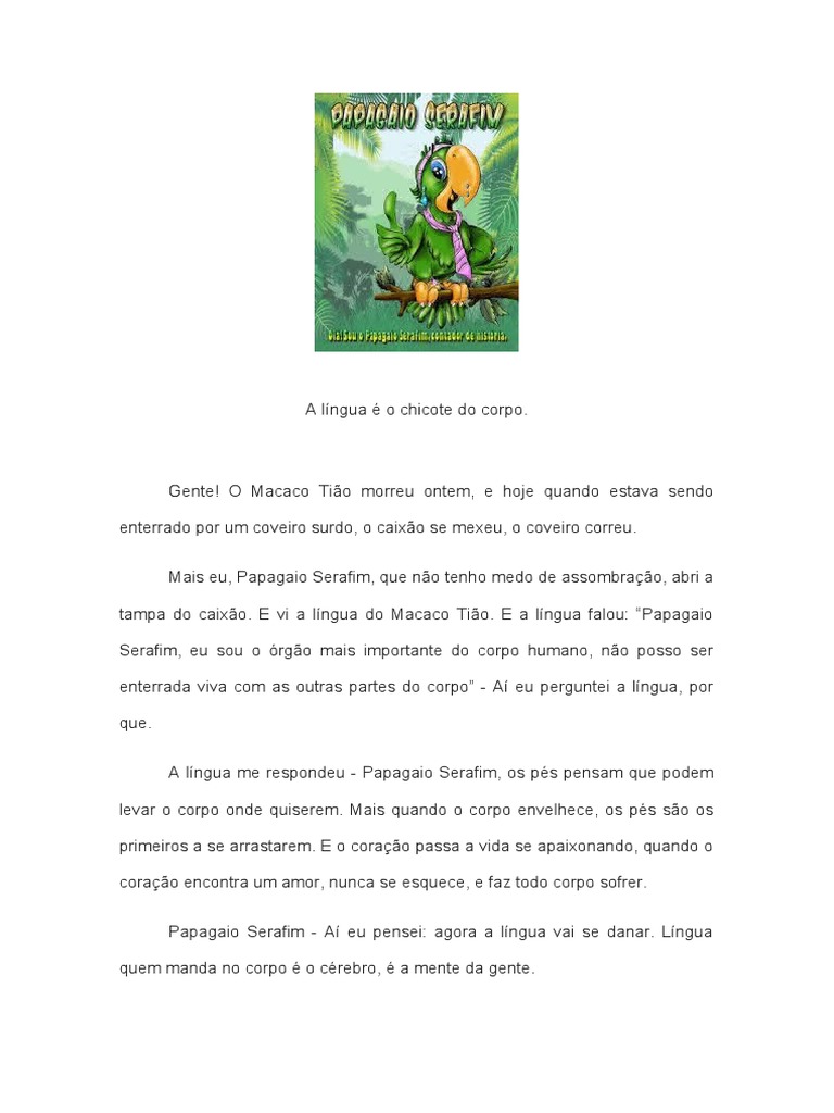 A Língua: Chicote do Corpo e da Alma | PDF | Artes Linguísticas e ...
