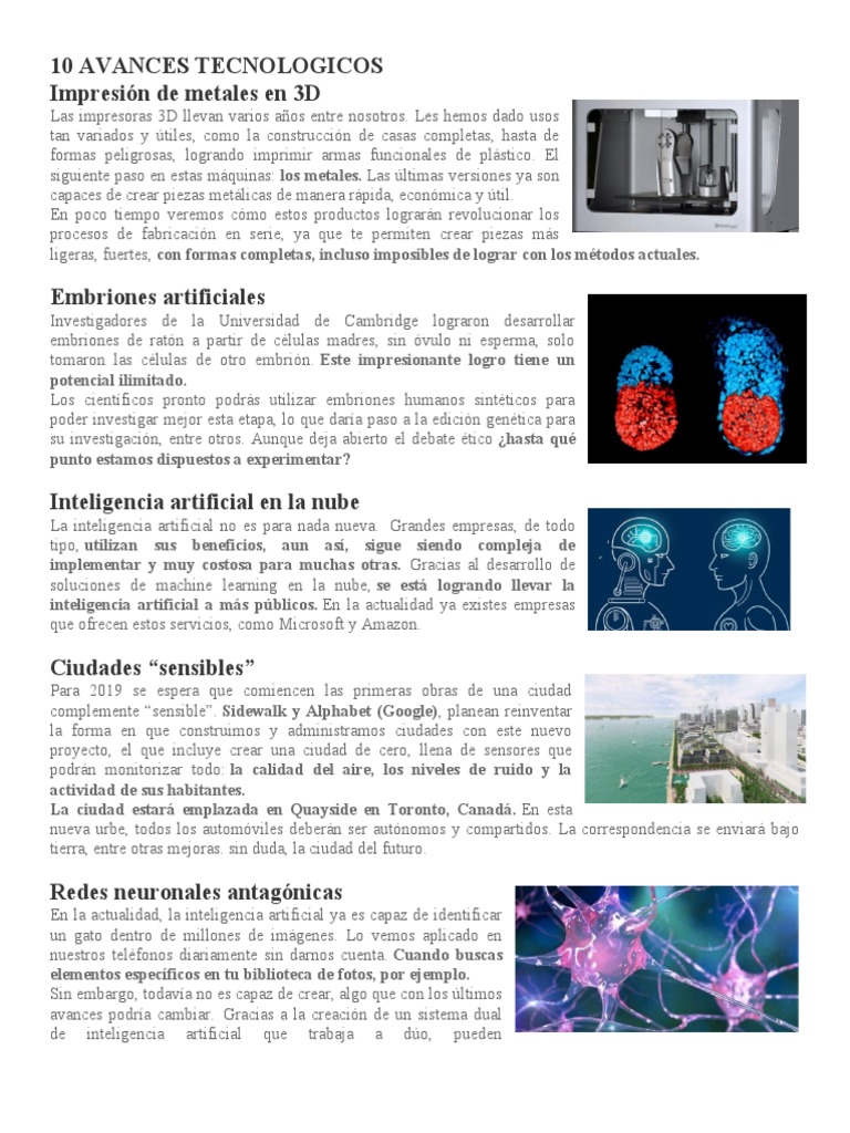 10 Avances Tecnologicos | PDF | Inteligencia artificial | Inteligencia ...