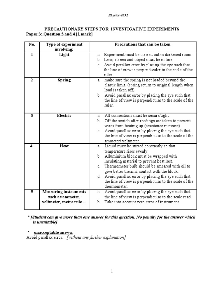 Precautions for Physics Experiments | PDF | Thermometer | Electrical ...