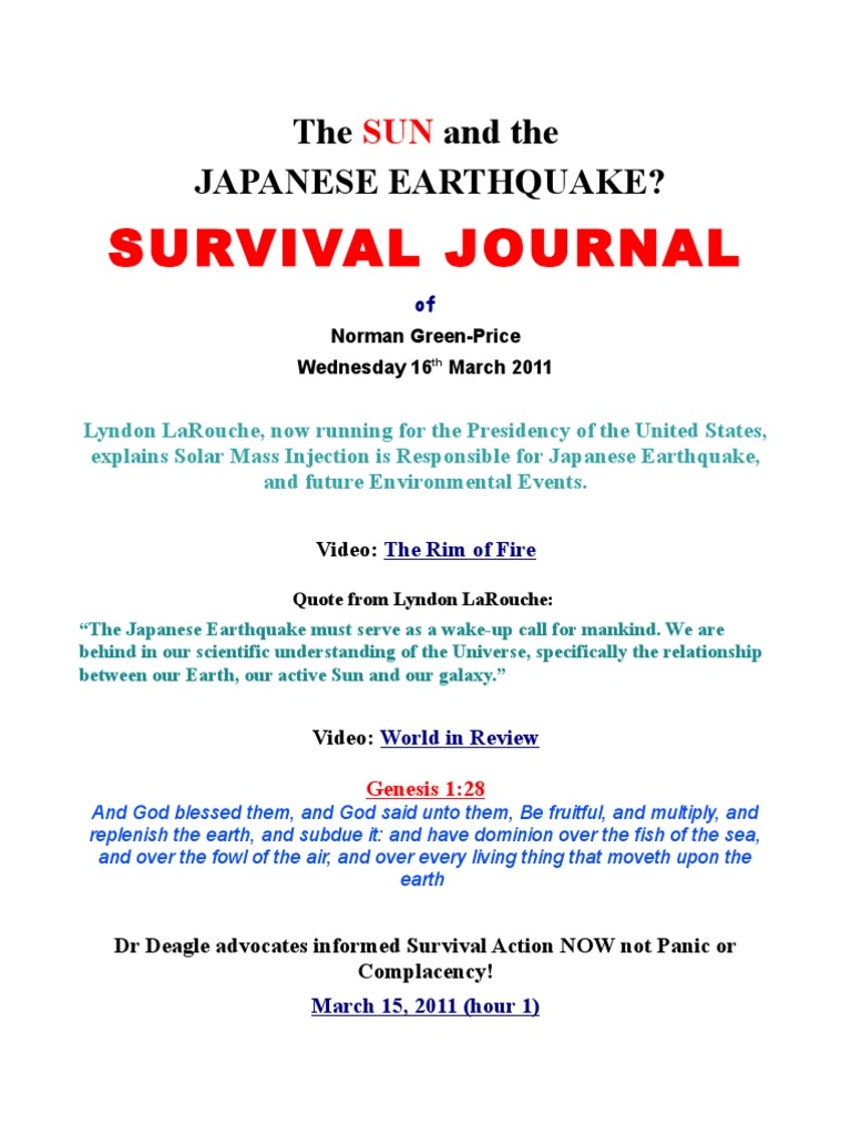 Survival Journal Sun & Japanese Earthquake 16.3.2011 | PDF