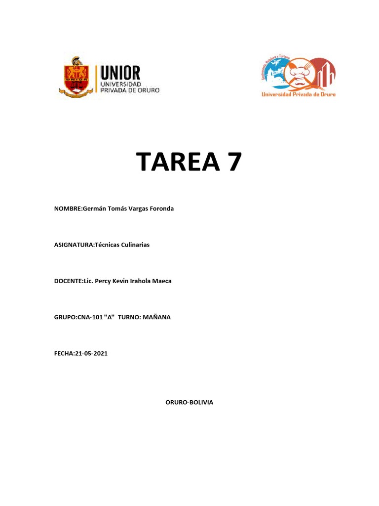 Tarea 7 Pdf Alimentos Cocinando