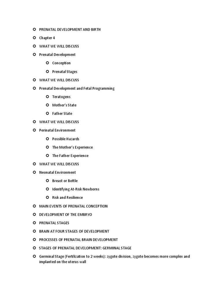 Prenatal Development and Birth Stages | PDF | Prenatal Development ...