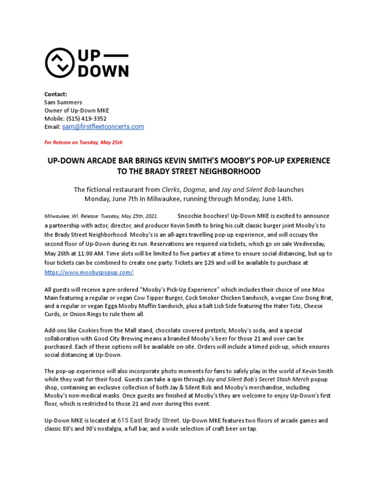 Mooby's Up-Down MKE Press Release | PDF
