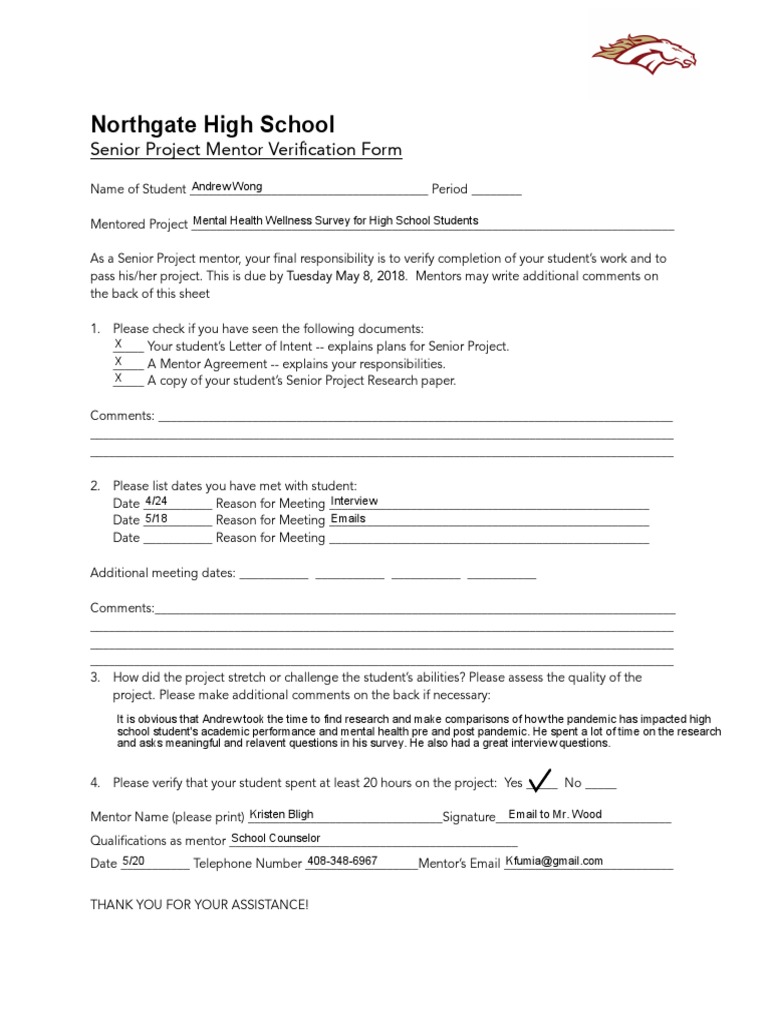 Andrew Wong - 2021 Mentor Verification Form 1 1 | PDF | Science | Schools