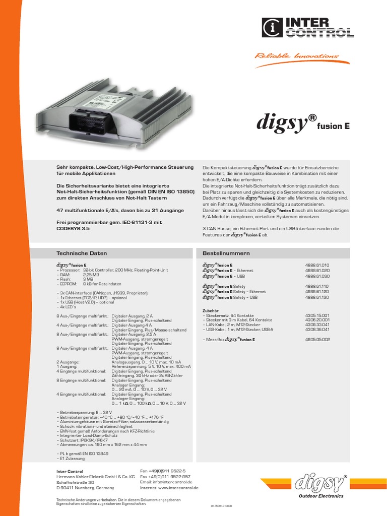 Digsy Fusion E DE EN 04-75084-010000 | PDF