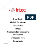 Jean Daniel Michel Fernández Id:1100823 Síntesis Contabilidad Financiera Intermedia Wilkerson Reyes Inventario