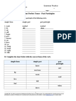 Present Perfect Tense - Past Participles: Name: - NRC