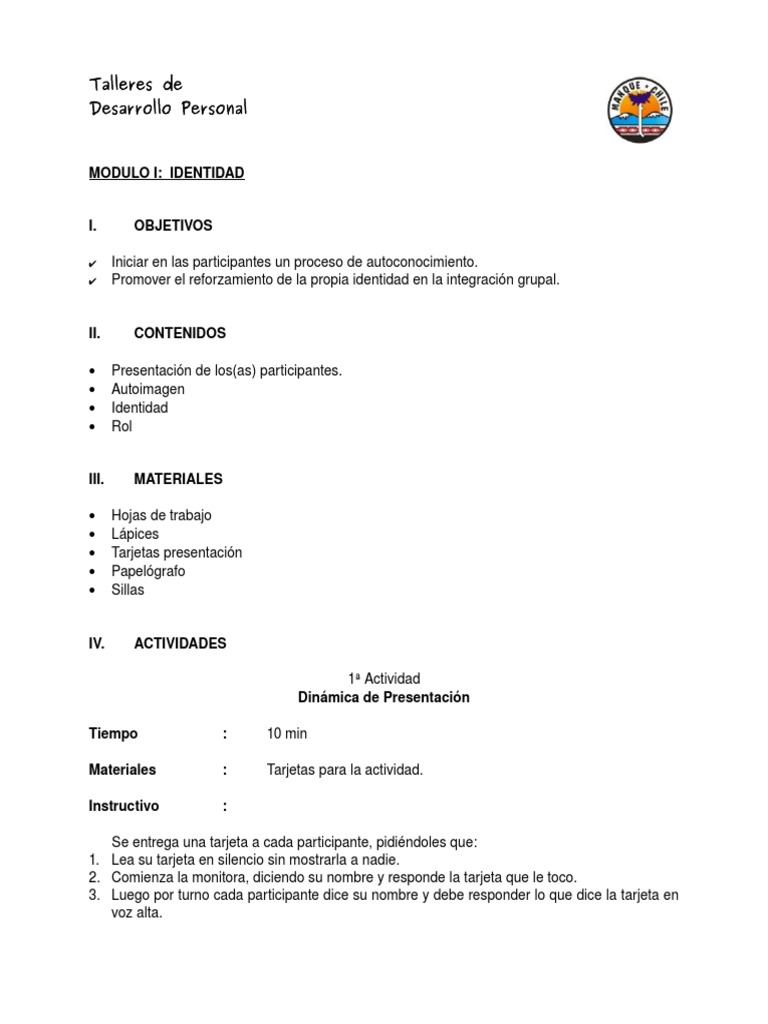 Taller de Identidad y Autoconocimiento | PDF | Desarrollo personal | Rosa