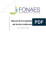 Manual de Procedimientos Del Archivo Institucional-Fondo Ambiental de El Salvador (FONAES)