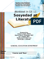 Sosyedad at Literatura: Worktext in GE 11